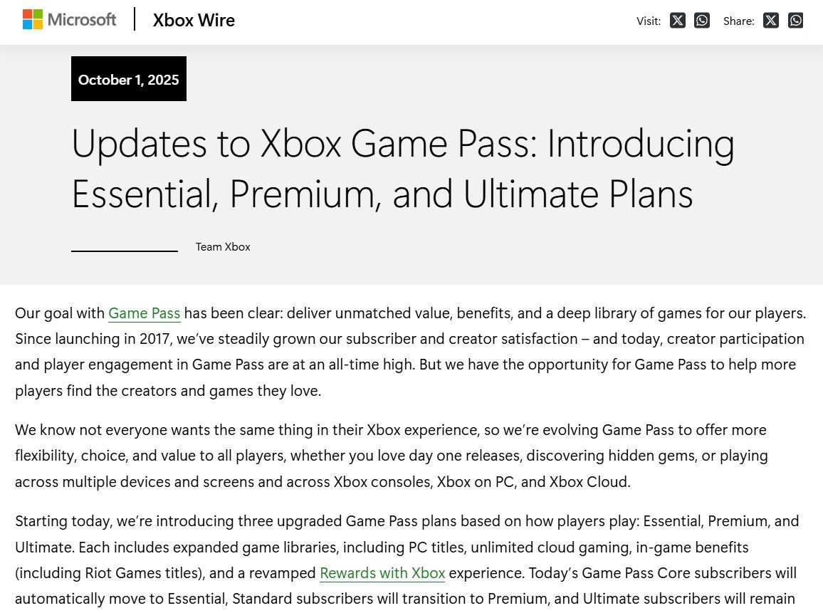 Xbox Game Pass Update on Subscription Price Increase on October 1st