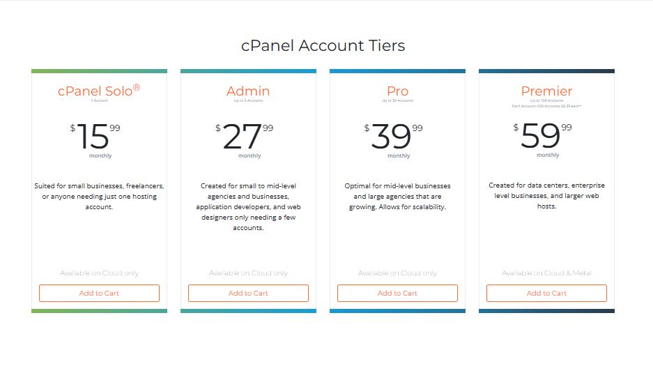 cPanel pricing on August 19, 2023