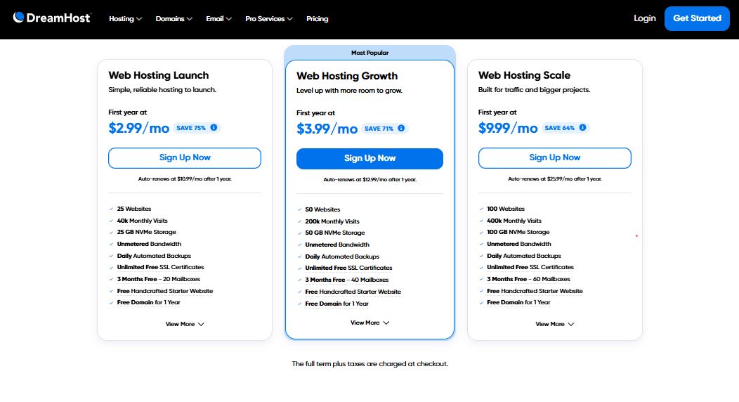DreamHost Shared Hosting pricing on October 7, 2025