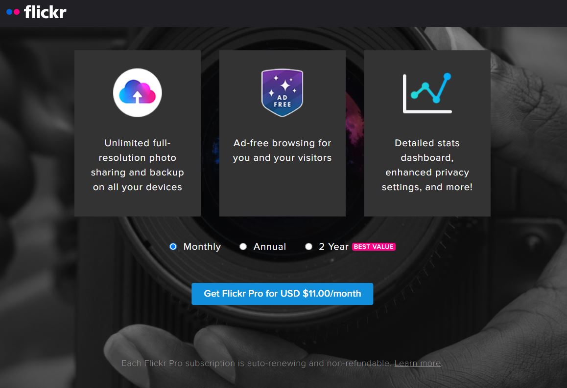 Flickr Pro pricing on October 1, 2025