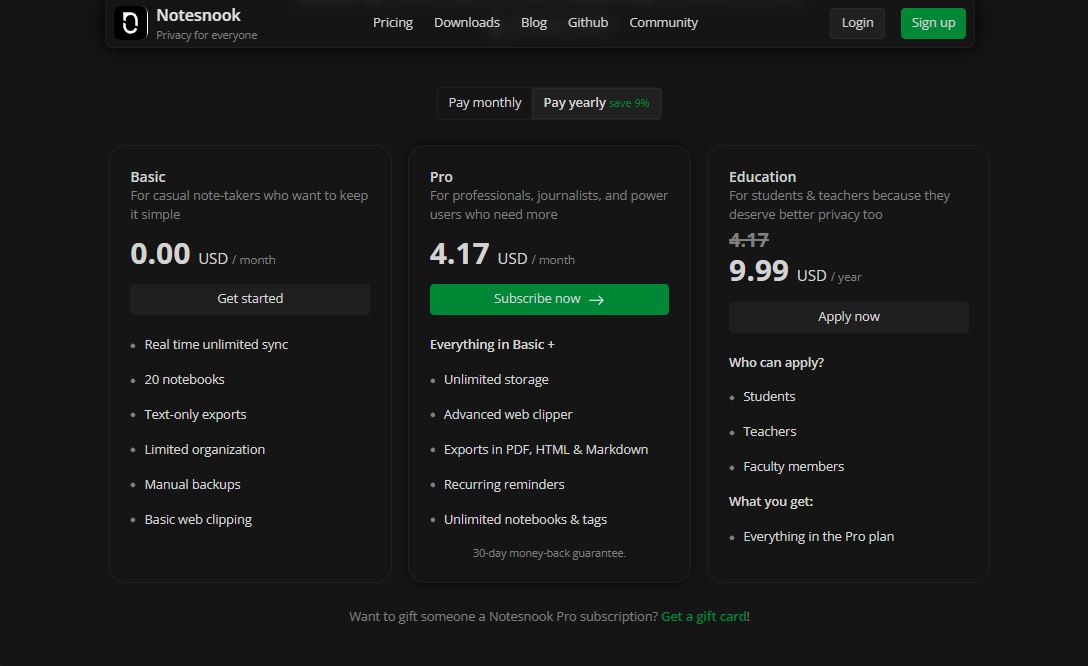 Notesnook pricing on February 13, 2025