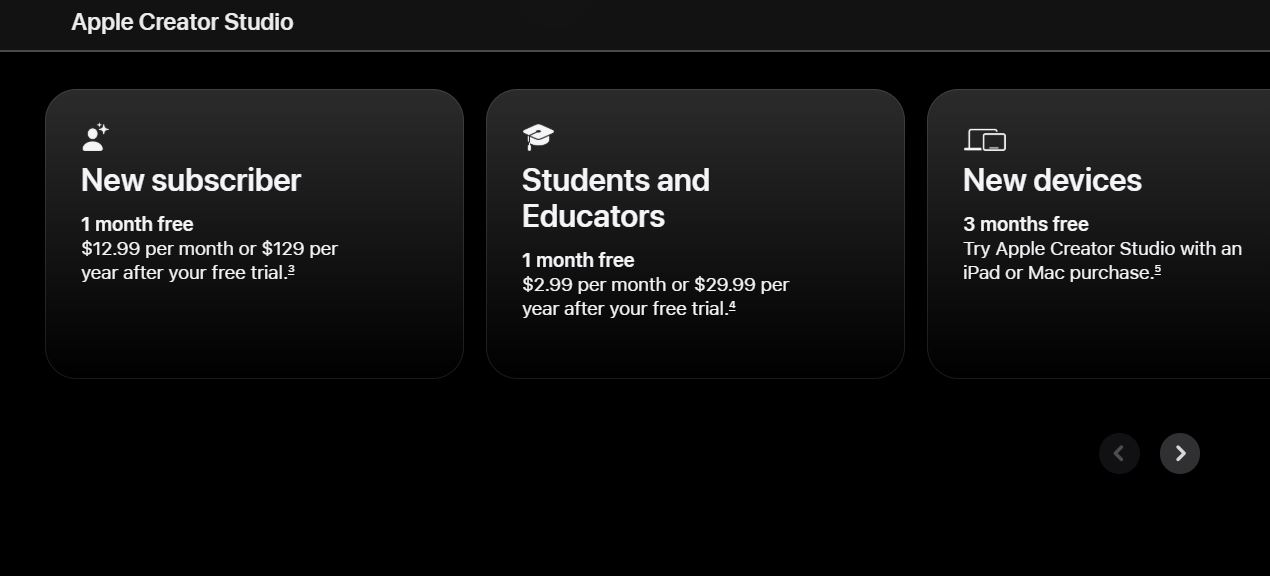 Apple Creator Studio pricing on January 16, 2026