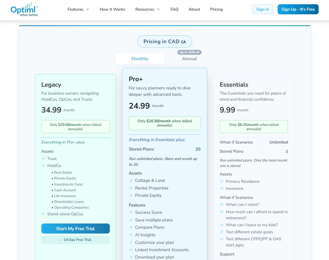 Optiml Pricing Changes - PriceTimeline