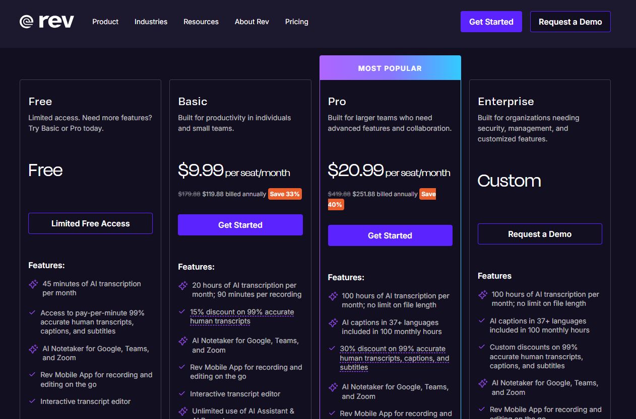 Rev pricing on November 29, 2025