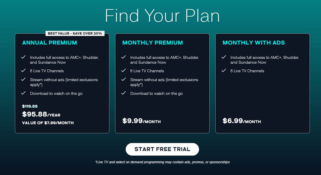 AMC Plus pricing on December 19, 2025