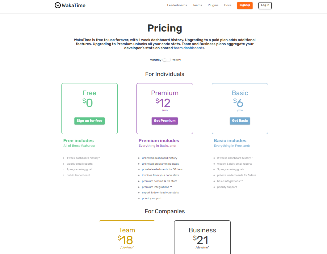 WakaTime pricing on December 26, 2025