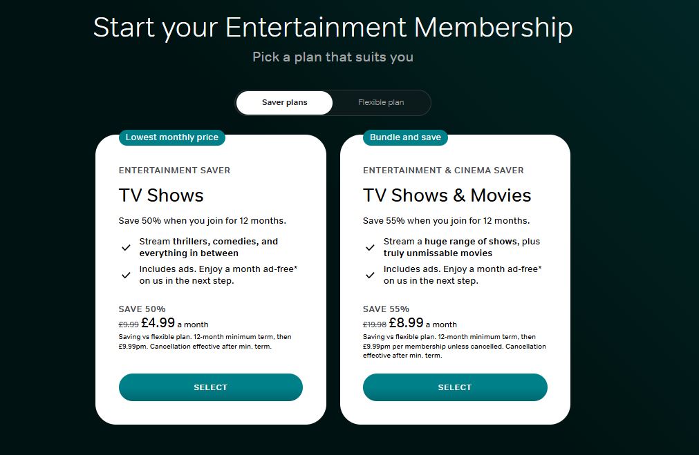 NOW TV Membership pricing on December 5, 2025