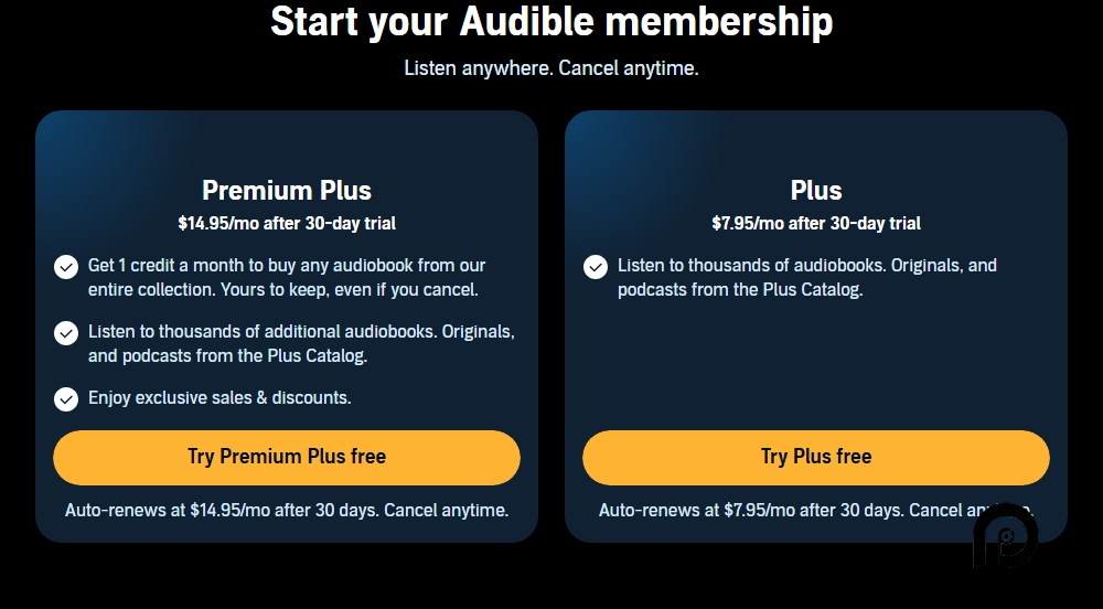 Audible pricing on February 11, 2025
