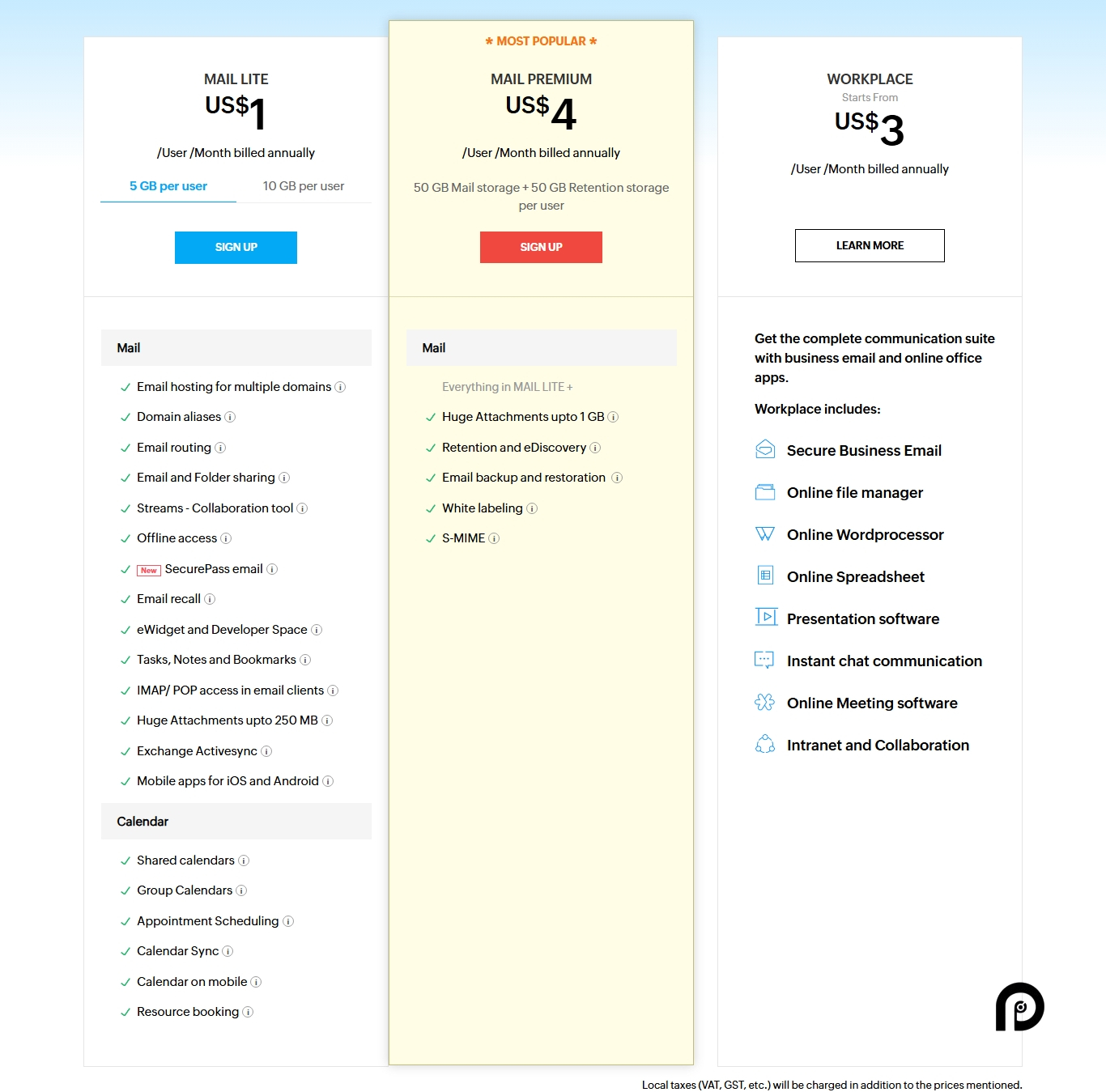 Zoho Mail pricing on February 14, 2025